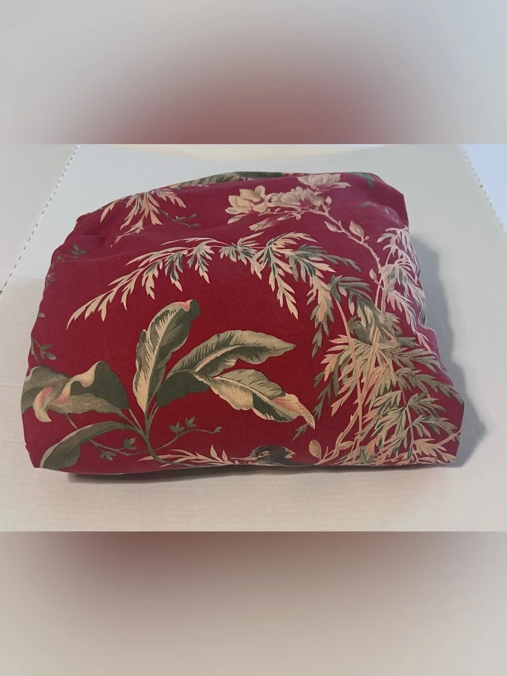 Pottery Barn King Duvet  Organic Cotton  Tropical Birds Leaves Crimson Red